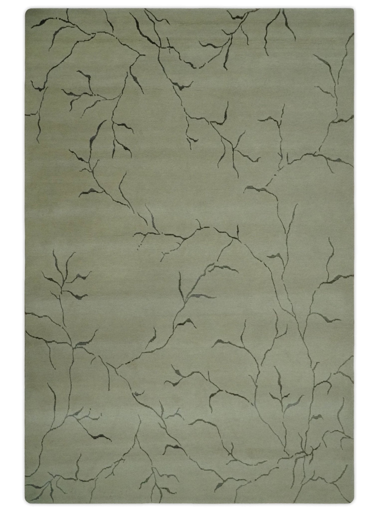 Beige and Charcoal Hand loom Crack Design 6x9 wool and Art Silk Area Rug