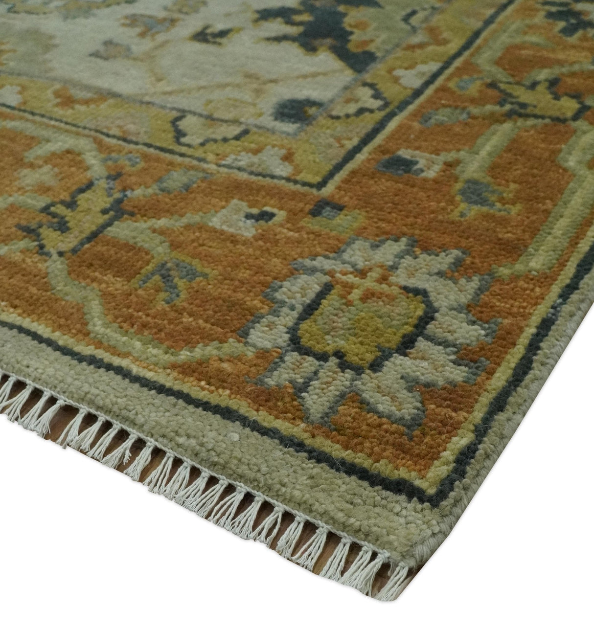 Beige and Gold 8x10 Traditional Oriental Oushak wool Rug