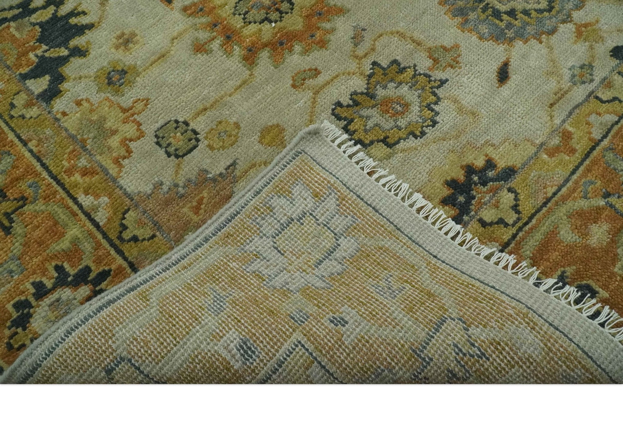 Beige and Gold 8x10 Traditional Oriental Oushak wool Rug