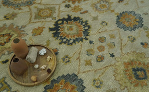 Beige and Gold 8x10 Traditional Oriental Oushak wool Rug