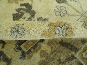 Beige and Gray 8x10 Hand Knotted Traditional Oriental Oushak Wool area rug