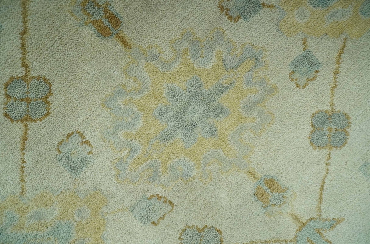 Beige and Gray 8x10 Hand Knotted Traditional Oriental Oushak wool area rug