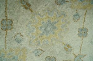 Beige and Gray 8x10 Hand Knotted Traditional Oriental Oushak wool area rug