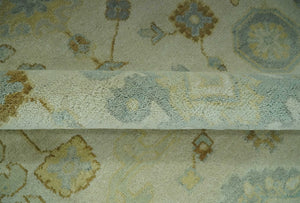 Beige and Gray 8x10 Hand Knotted Traditional Oriental Oushak wool area rug