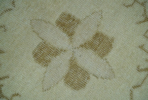 Beige and Olive 8x10 Hand Knotted Traditional Low Pile wool area rug