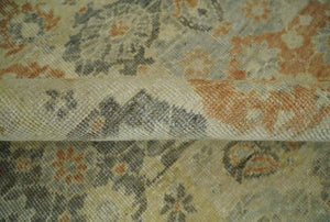 Beige and Rust 8x10 Textured Low Pile Hand Knotted Traditional Wool Area Rug