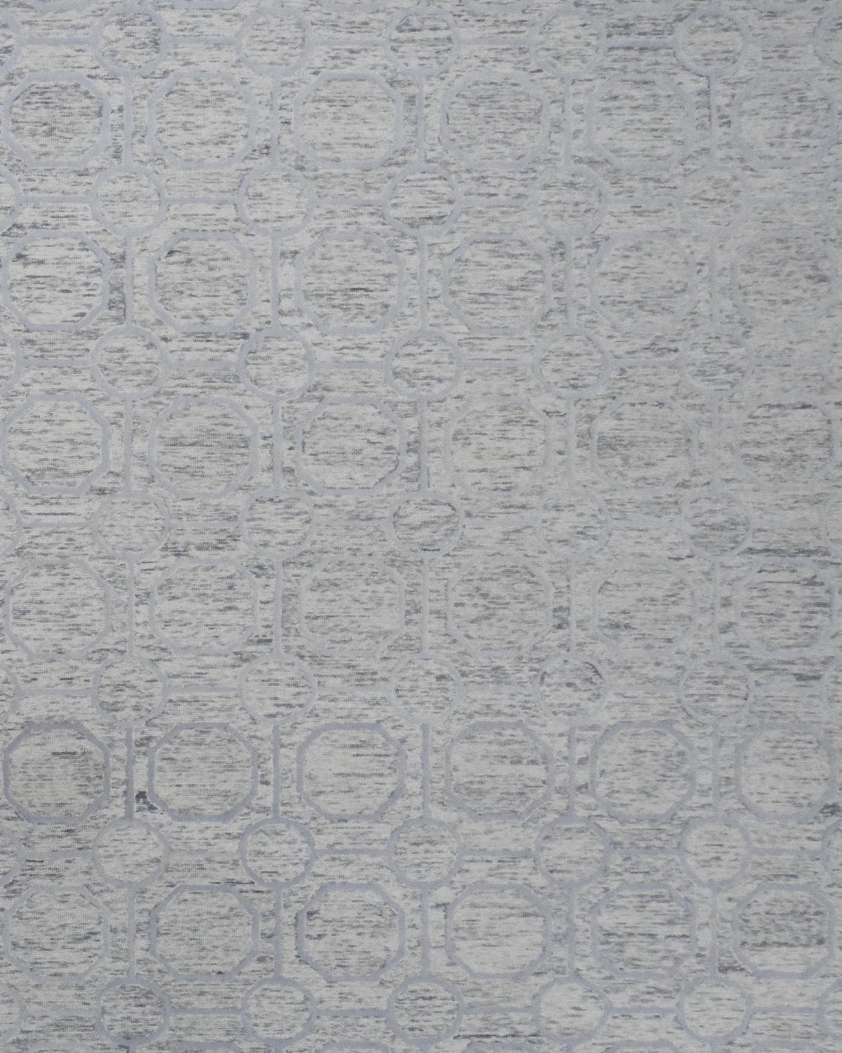 Beige and Silver Hand Hooked Modern Wool Area Rug