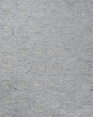 Beige and Silver Hand Hooked Modern Wool Area Rug