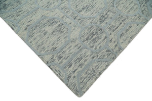 Beige and Silver Hand Hooked Modern Wool Area Rug