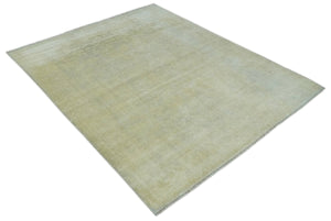 Beige and Silver Traditional Hand Knotted 8x10 Wool Oushak Area Rug