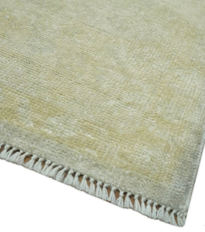 Beige and Silver Traditional Hand Knotted 8x10 Wool Oushak Area Rug