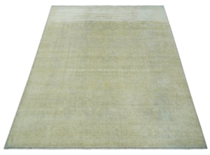 Beige and Silver Traditional Hand Knotted 8x10 Wool Oushak Area Rug