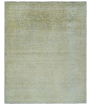 Beige and Silver Traditional Hand Knotted 8x10 Wool Oushak Area Rug