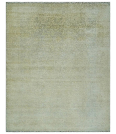 Beige and Silver Traditional Hand Knotted 8x10 Wool Oushak Area Rug