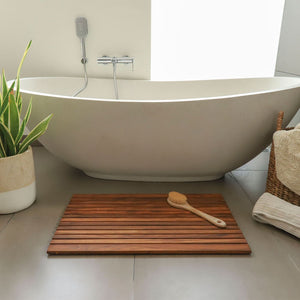 Belize Teak String Mat with Rubber Footing 31.4" x 19.6"