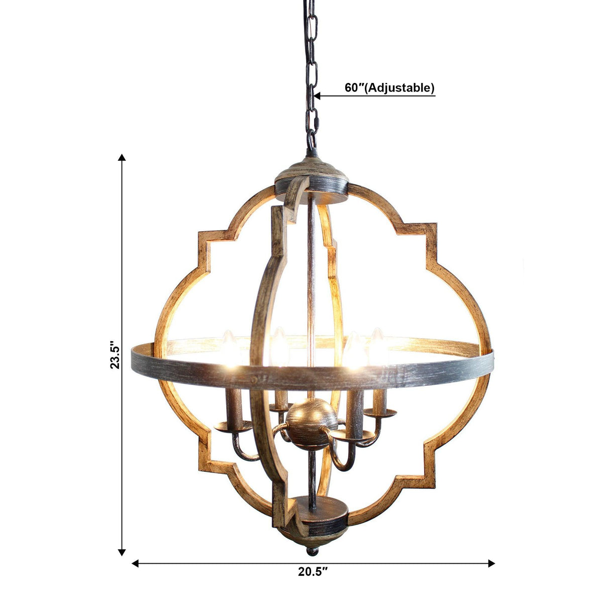 Bennington 4-Light Brown Wood Chandelier