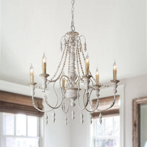 Billiter 6-Light Wood White Chandelier