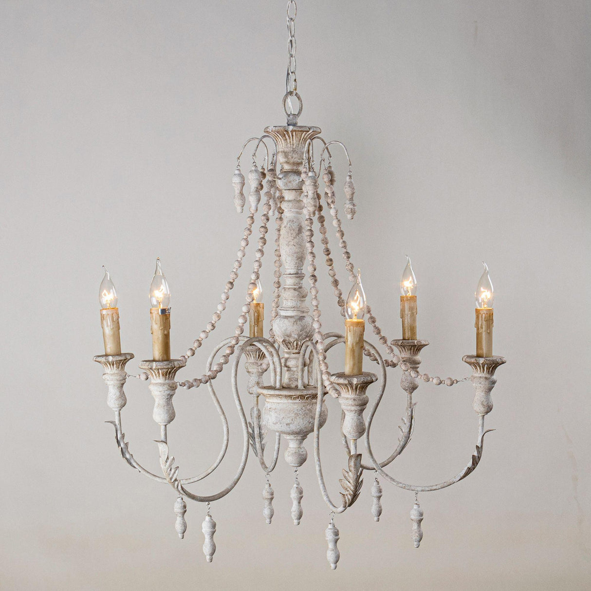 Billiter 6-Light Wood White Chandelier