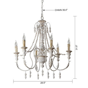 Billiter 6-Light Wood White Chandelier