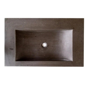 Black Andesite Natural Stone Rectangular Sink Honed/Matte (W)20" (L)33" (H)6"