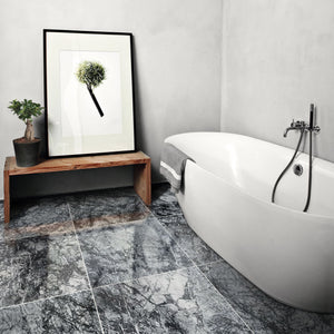 Black Cloud Exotic Marble Polished Floor and Wall Tile - Large Format - Livfloors Collection