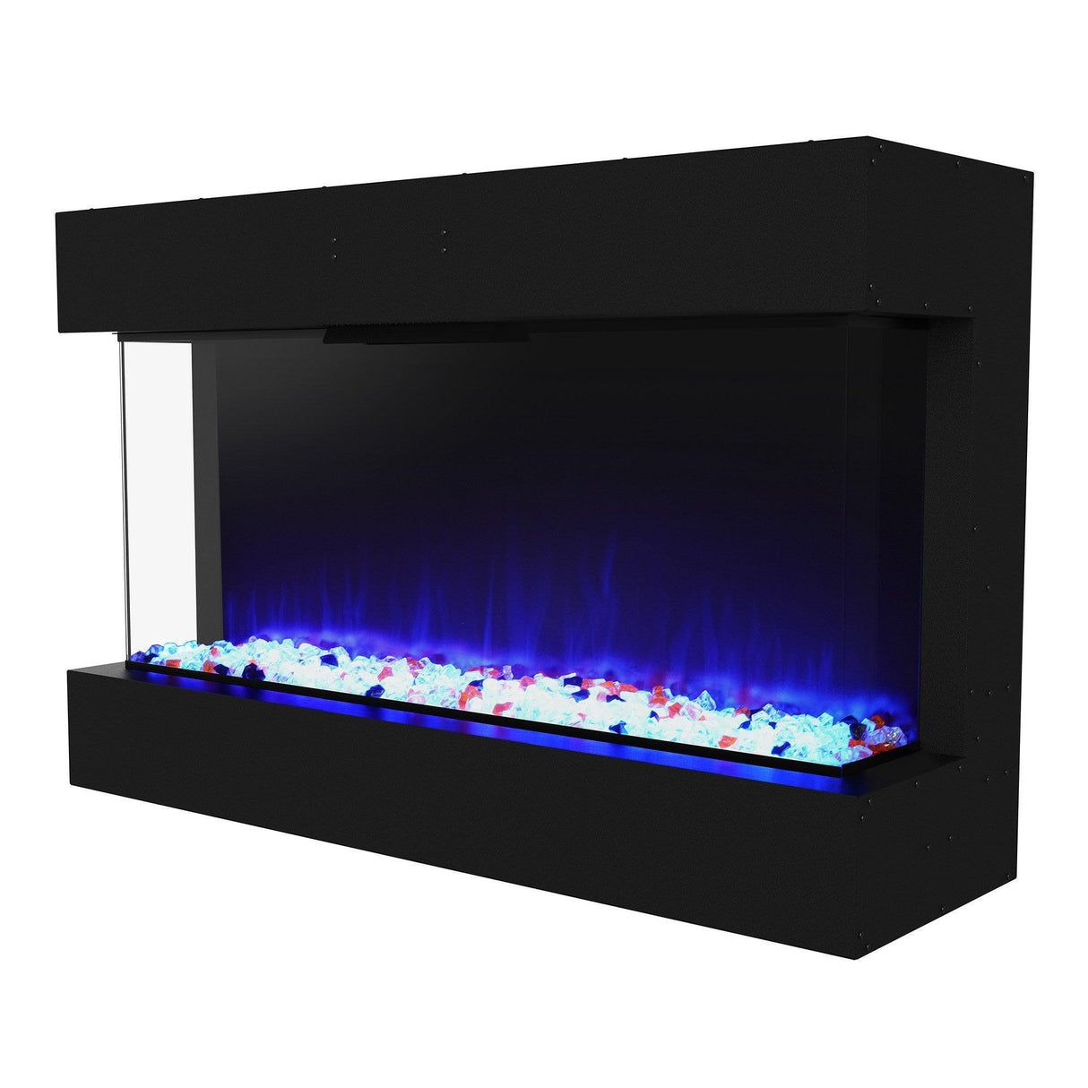 Black Recessed or Wall-Mount Electric 3-Color Flame with LED Light Fireplace