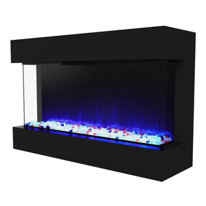 Black Recessed or Wall-Mount Electric 3-Color Flame with LED Light Fireplace