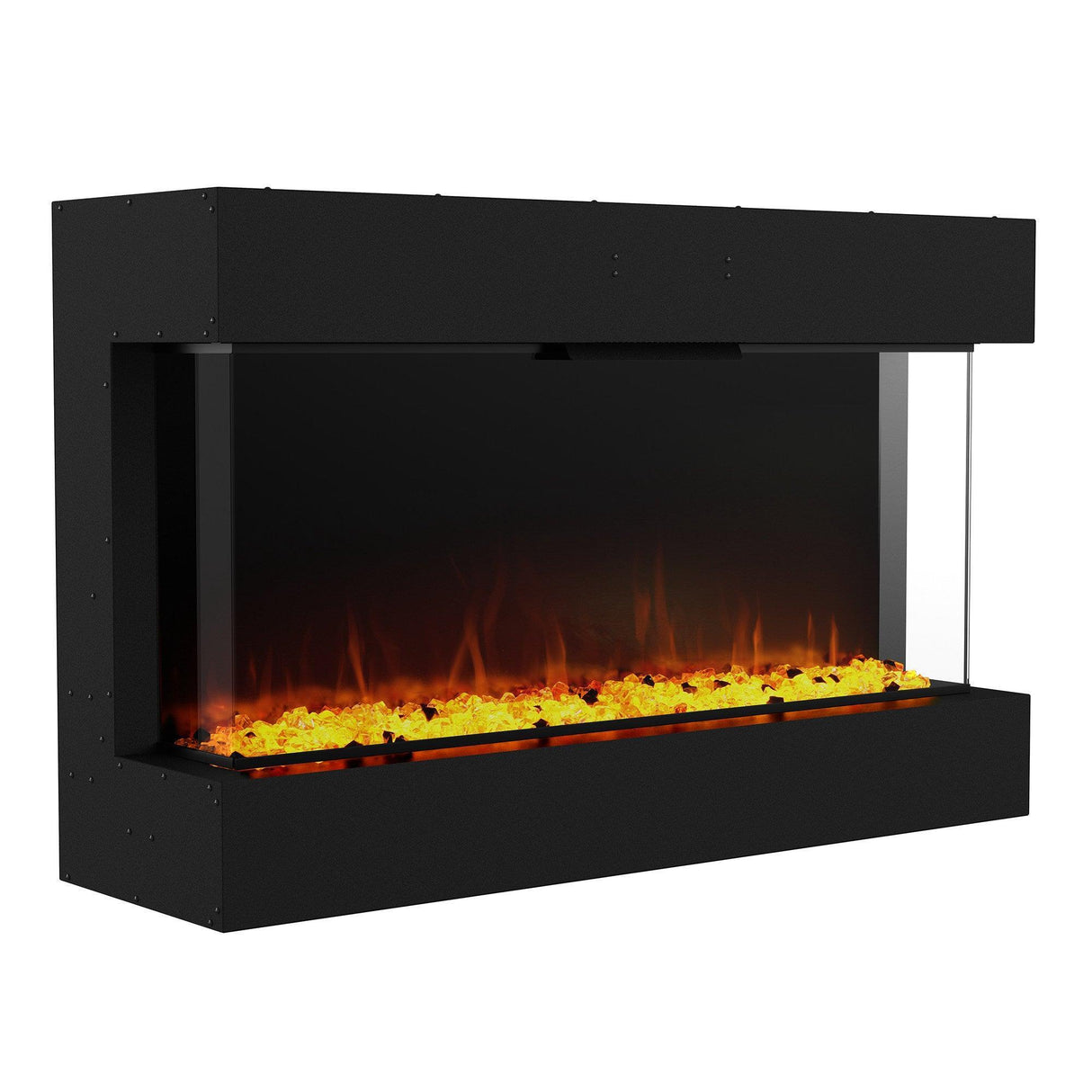 Black Recessed or Wall-Mount Electric 3-Color Flame with LED Light Fireplace
