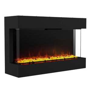 Black Recessed or Wall-Mount Electric 3-Color Flame with LED Light Fireplace