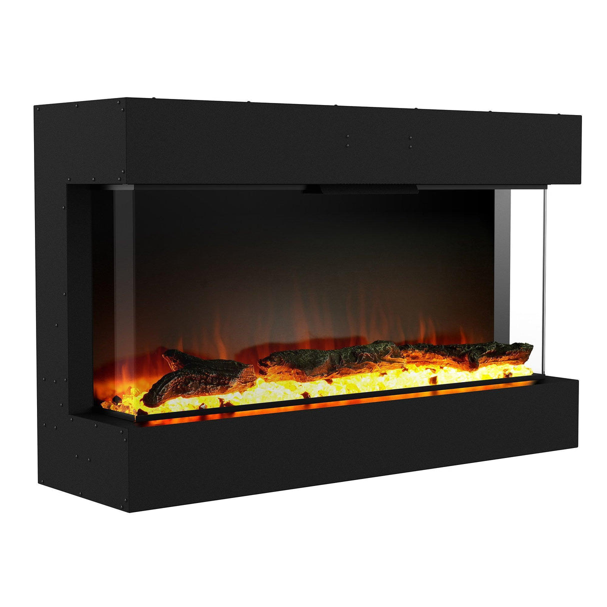 Black Recessed or Wall-Mount Electric 3-Color Flame with LED Light Fireplace