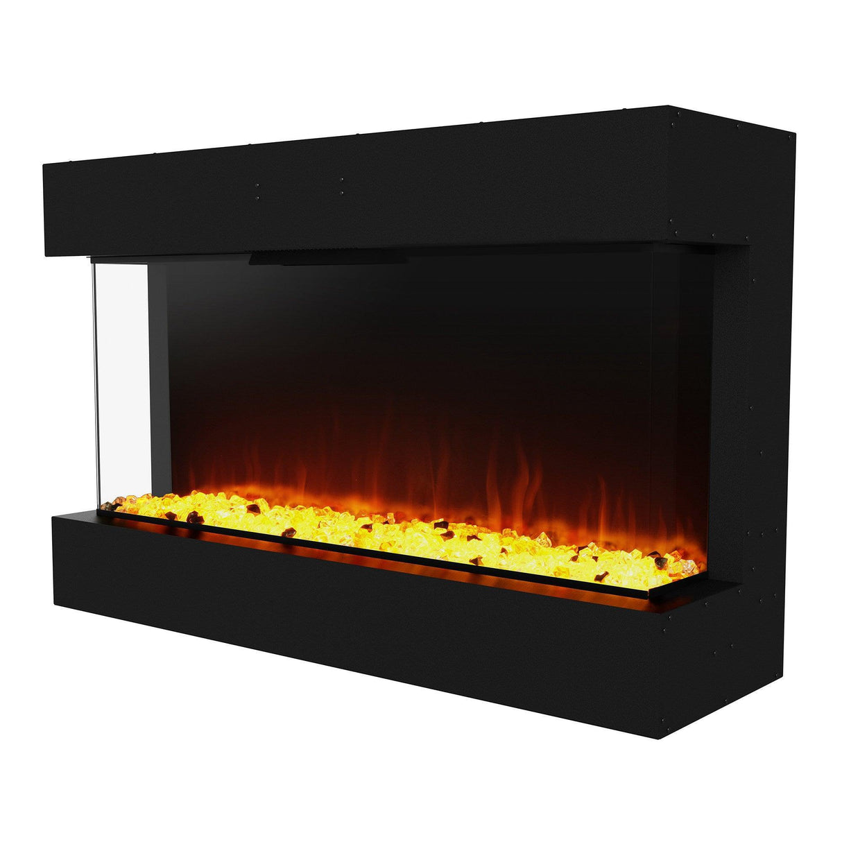 Black Recessed or Wall-Mount Electric 3-Color Flame with LED Light Fireplace
