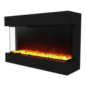 Black Recessed or Wall-Mount Electric 3-Color Flame with LED Light Fireplace