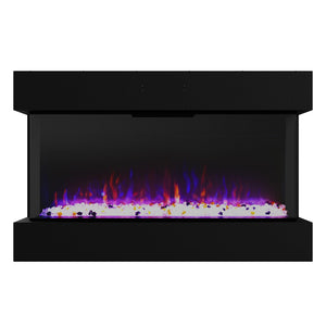 Black Recessed or Wall-Mount Electric 3-Color Flame with LED Light Fireplace