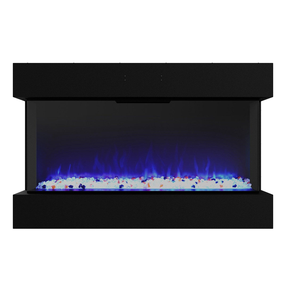 Black Recessed or Wall-Mount Electric 3-Color Flame with LED Light Fireplace
