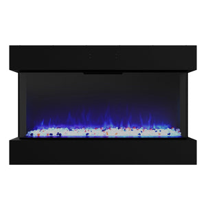 Black Recessed or Wall-Mount Electric 3-Color Flame with LED Light Fireplace