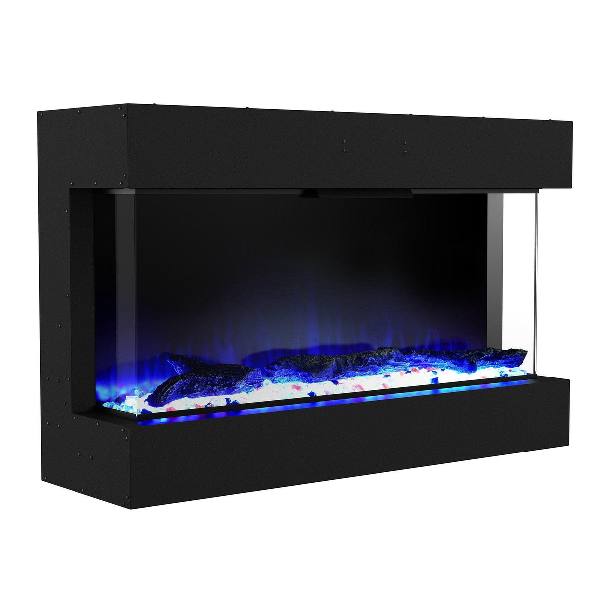 Black Recessed or Wall-Mount Electric 3-Color Flame with LED Light Fireplace