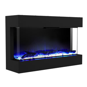 Black Recessed or Wall-Mount Electric 3-Color Flame with LED Light Fireplace