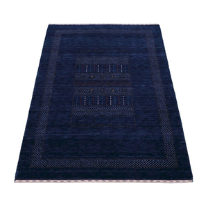 Blue And White Center Pattern Design Hand Loomed Wool Area Rug