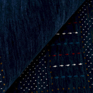 Blue And White Center Pattern Design Hand Loomed Wool Area Rug