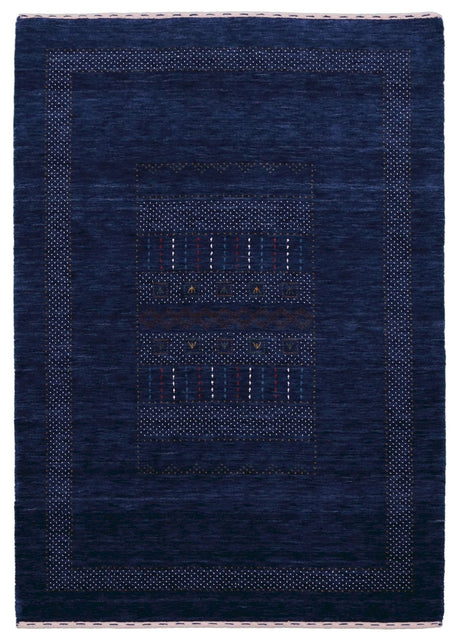 Blue And White Center Pattern Design Hand Loomed Wool Area Rug