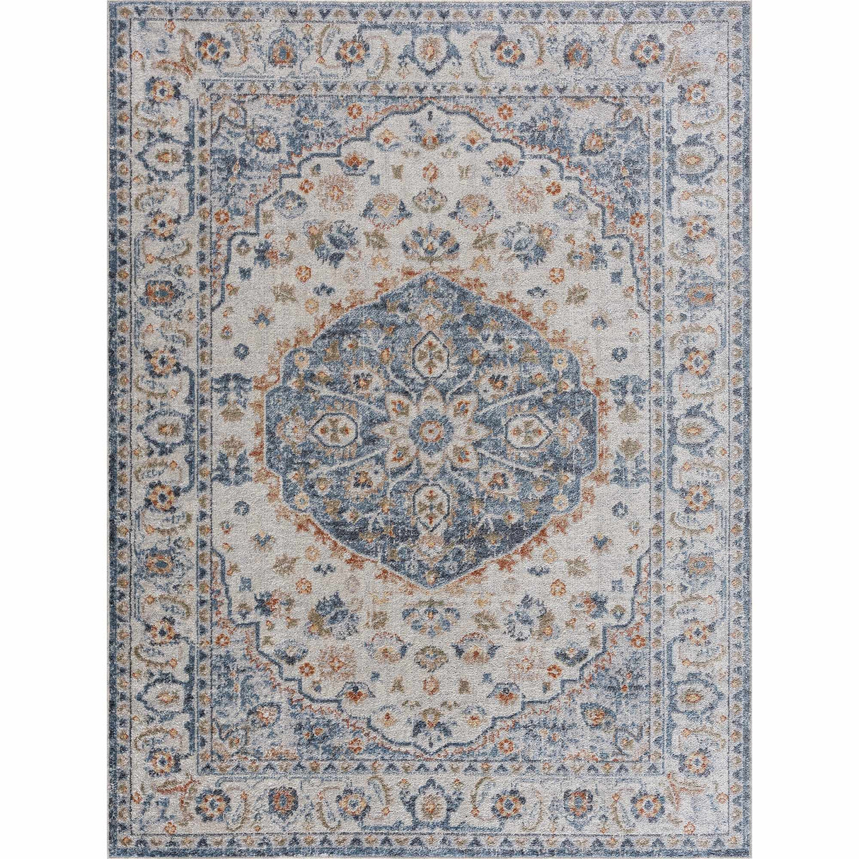 Blue Cream Hiti Washable area rug - Clearance