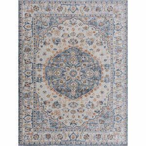 Blue Cream Hiti Washable area rug - Clearance