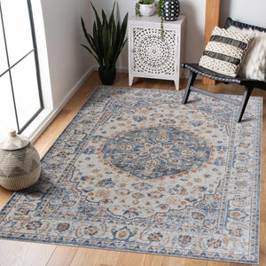 Blue Cream Hiti Washable area rug - Clearance