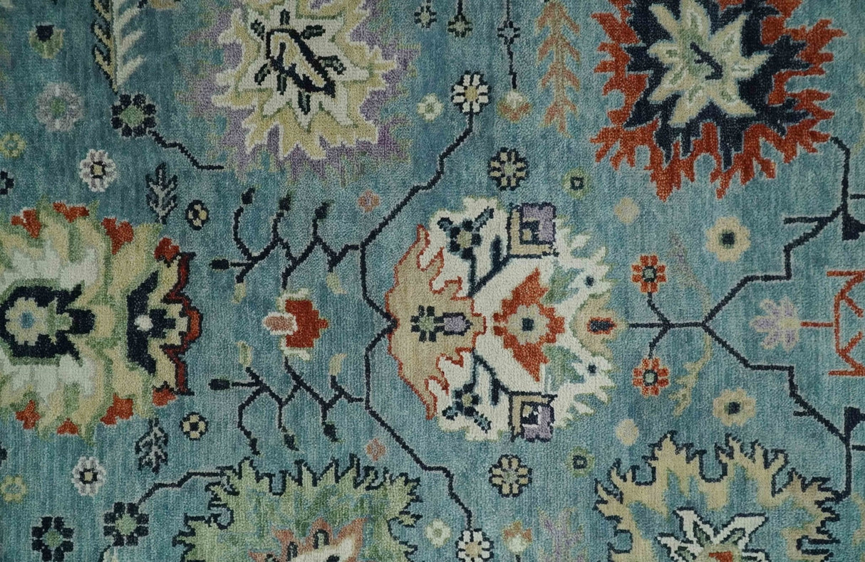 Blue, Ivory and Beige 8x10 and 9x12 Hand knotted Traditional Oushak Wool Area Rug