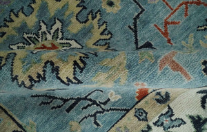 Blue, Ivory and Beige 8x10 and 9x12 Hand knotted Traditional Oushak Wool Area Rug