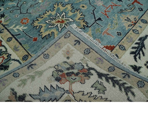 Blue, Ivory and Beige 8x10 and 9x12 Hand knotted Traditional Oushak Wool Area Rug