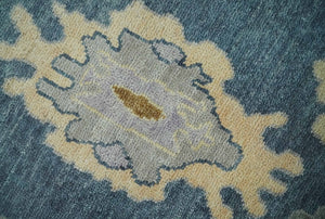 Blue, Silver and Beige Hand knotted Traditional Oushak 9x12 Wool Area Rug
