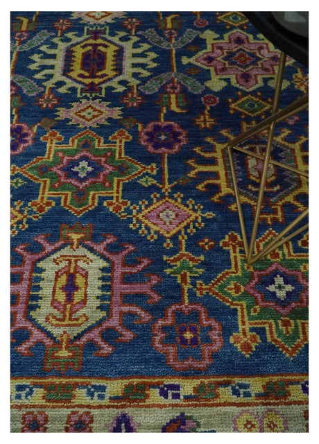 Blue and Beige Traditional Turkish Design Wool Hand Knotted Multi Sizes Area Rug