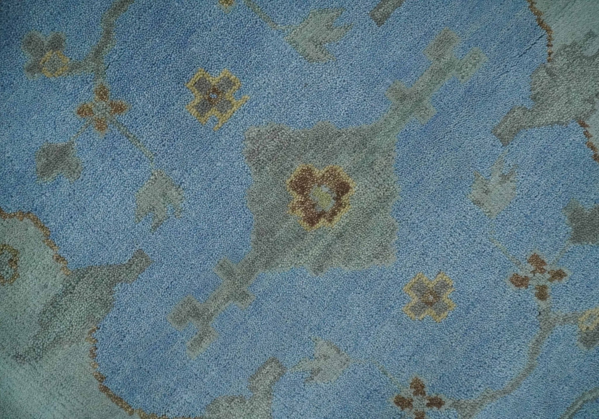 Blue and Gray Hand knotted Oriental Oushak 9x12 wool Area Rug