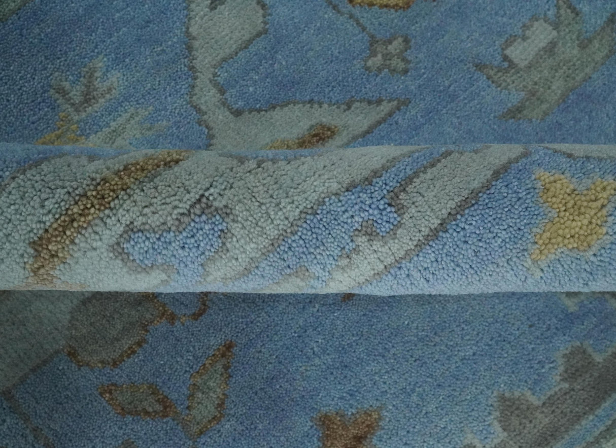 Blue and Gray Hand knotted Oriental Oushak 9x12 wool Area Rug